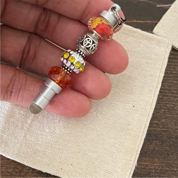 Orange Beaded Stylus Mini Cell Phone Accessory - Picture 4 of 5